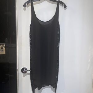 Allsaints handmade black chain embellished beaded tank dress. NWT